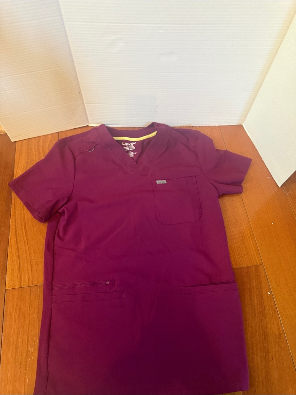 Landau Men's Scrub Top Burgundy wine sz S regular